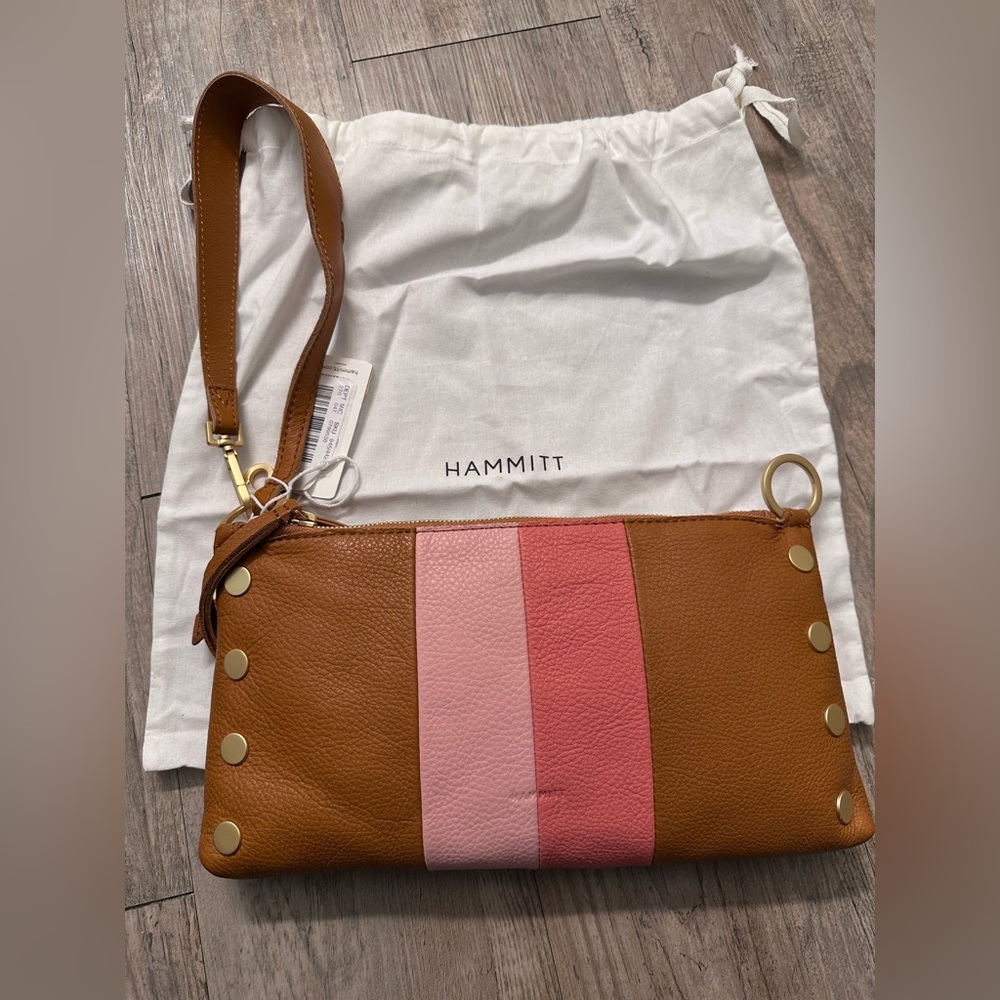 Hammitt Tan Leather Crossbody with Pink and Coral Stripes - Picture 12 of 16